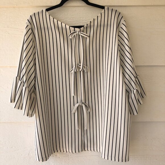 Moa Moa Women’s Summer Top Size 3X Flare Ruffle Sleeve Back Bow Detail - Picture 12 of 14